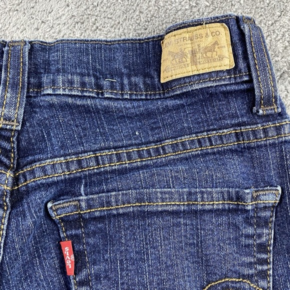 Levis Straight Jeans Womens 4 Short Blue Dark Wash Low Rise - Picture 15 of 15
